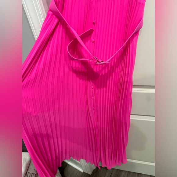 SELF PORTRAIT CHIFFON MIDI RUFFLE PLEADED PINK DRESS 12 - Picture 8 of 11